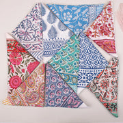 10pcs Hand Block Printed Cotton Bandanas for Men & Women, Organic Bandana Accessory, Summer Gift Accessory